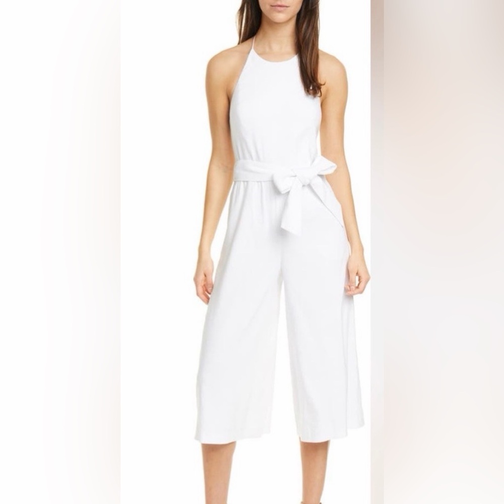 Alice + Olivia White Wide-Leg Jumpsuit Pants